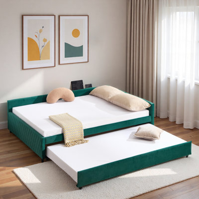 Upholstered Daybed With Trundle And Usb