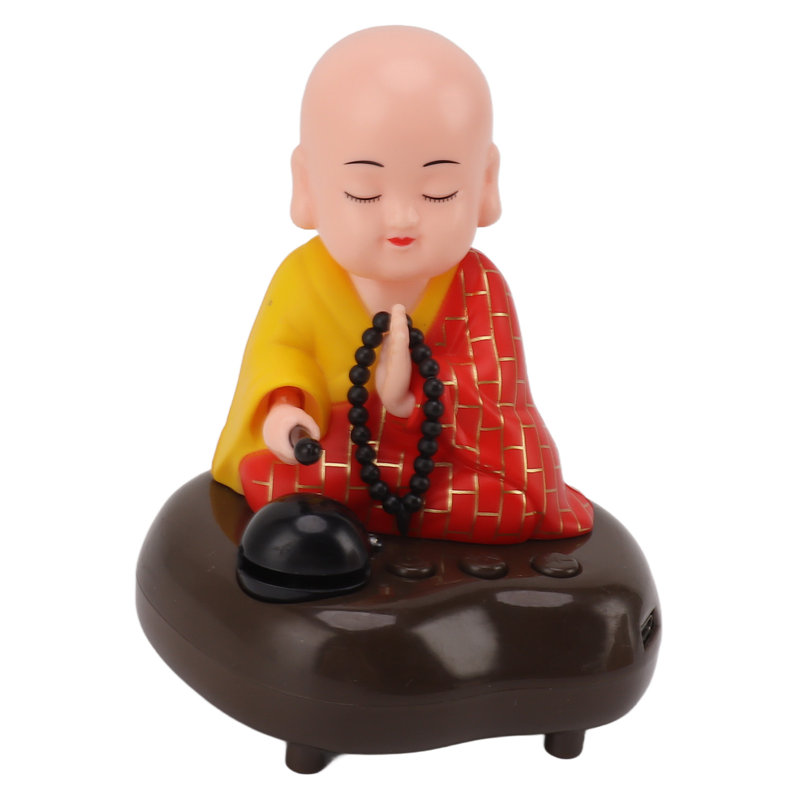 Petit moine Figurine USB chargeant 6 chants de musique à DEL Statue de Bouddha chinois ornement de voiture