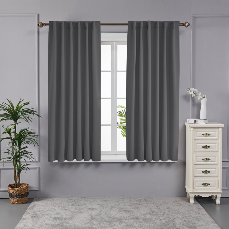 Taburao Back Tab Room Darkening Curtain Pair, 42" W x 45" L, Dark Gray