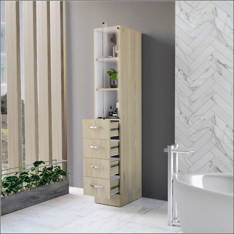 4-Drawer 3-Shelf Linen Cabinet