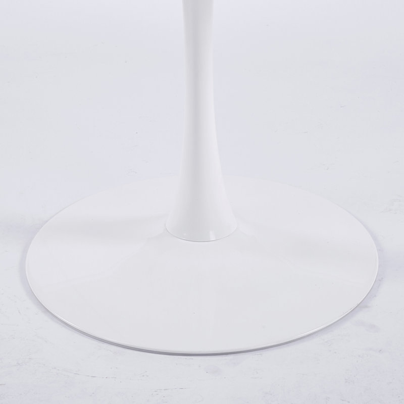 Table tulipe de 42,1 po en marbre blanc, table de salle à manger de style Mid-Century pour 4 à 6 personnes - plateau de table rond en panneau de fibres à densité moyenne (le plateau se compose de deux panneaux), table de salle à manger à piédestal, table de bout et table basse de loisir