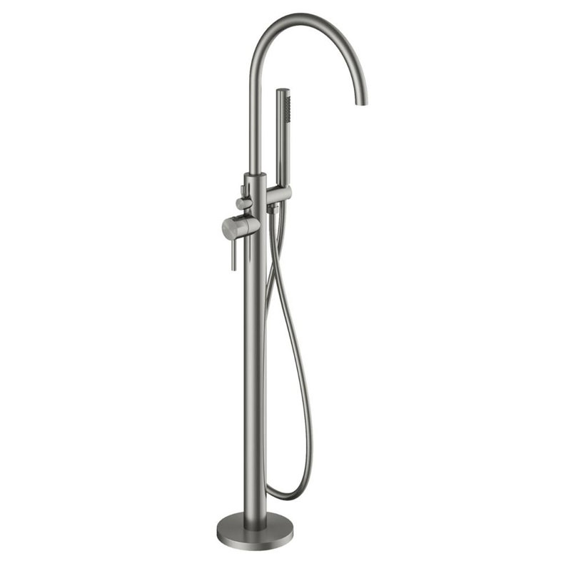 1 Handle Floor Bath Shower Mixer Bath Filler with Diverter, Gun Metal