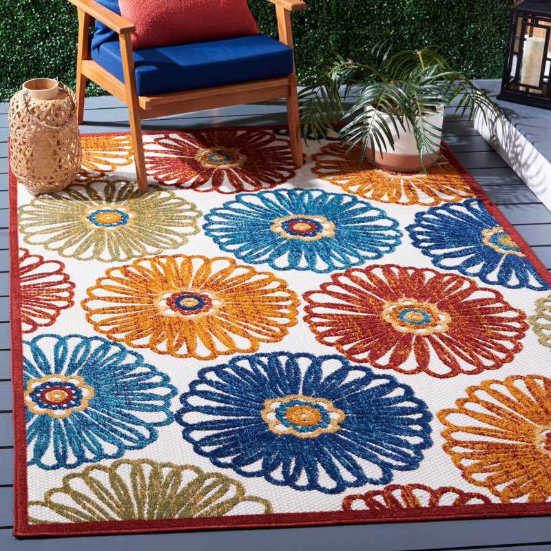 Tapis d'intérieur / extérieur floral Kellems Performance, Rectangle 5 pi 3 po x 7 pi 6 po