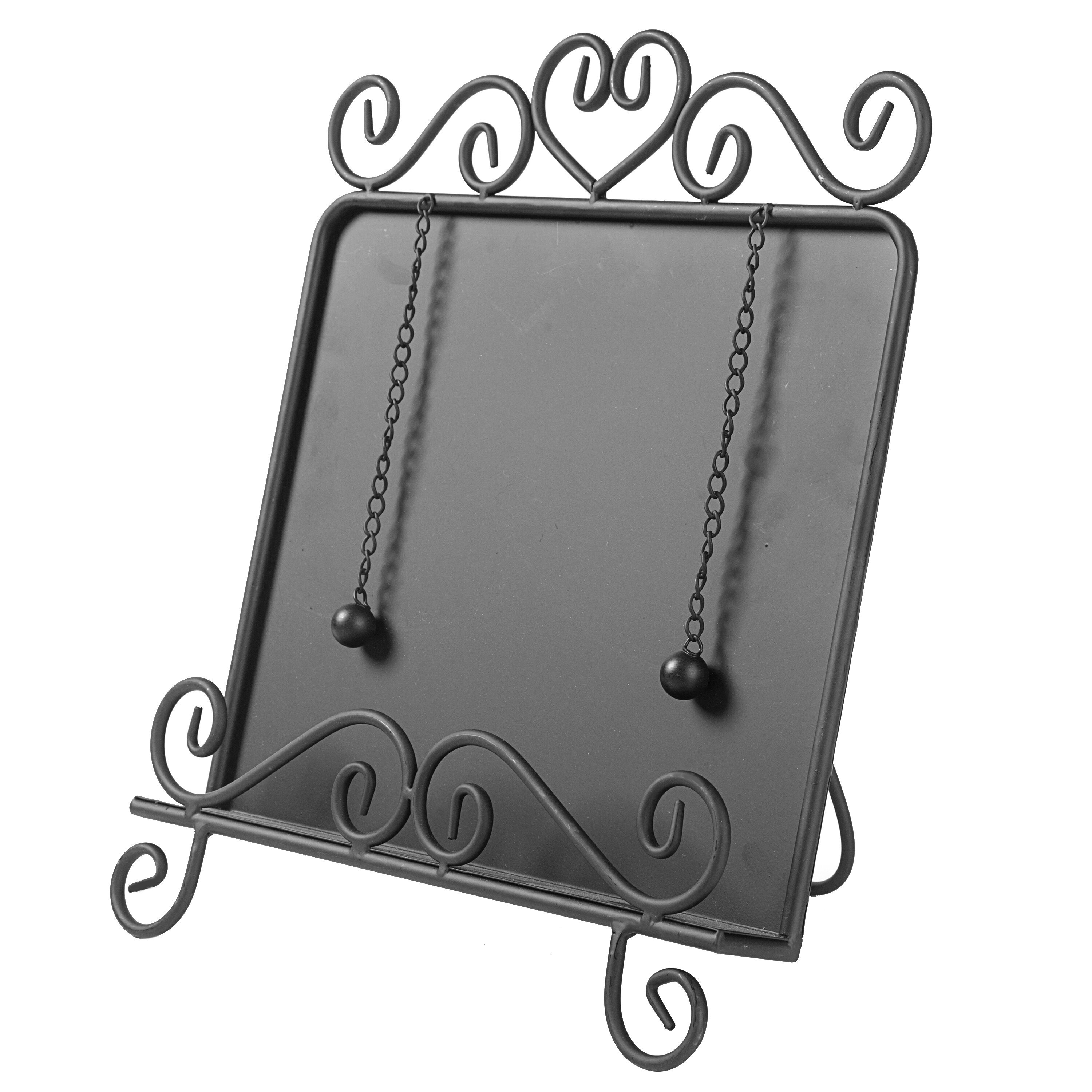 MyGift Black Metal Countertop Cookbook Stand