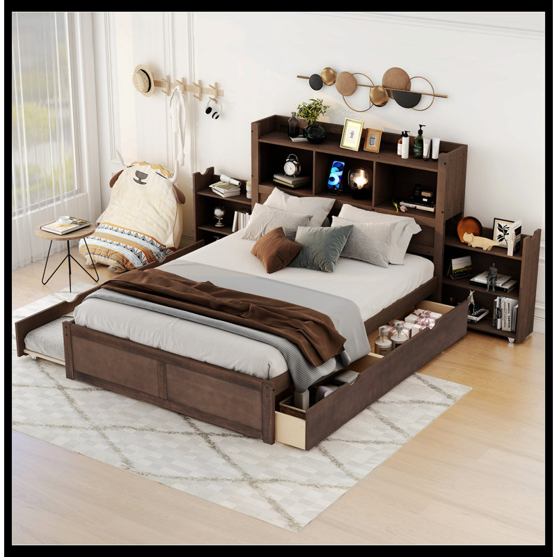 Lit plateforme avec rangement Mimma, Espresso