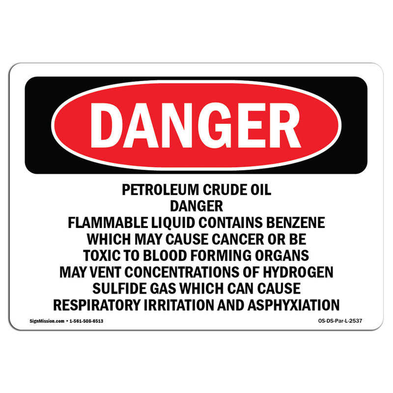 Panneau «Pétrole brut», «Liquide inflammable», H 18 po x l 24 po x P 0,1 po