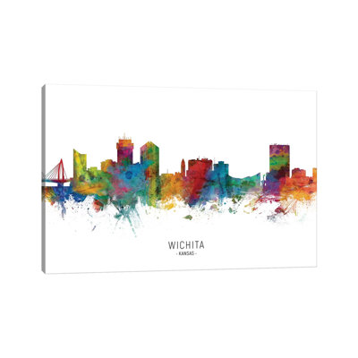 «Wichita Kansas Skyline» par Michael Tompsett, impression sur toile tendue