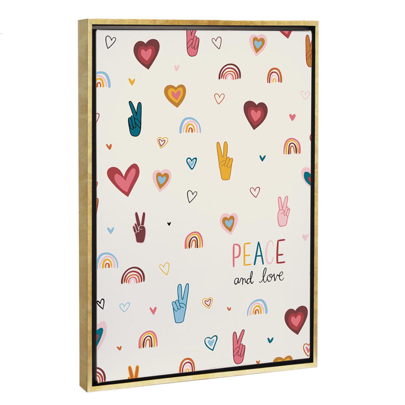 Art vi vibes, H 60 po x l 40po x P 1,5 po, Toile encadrée d'or