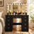 43.3" W Makeup Vanity Desk with 9 Drawers, Tri-Fold Mirror and 15 LED Bulbs-2089722965