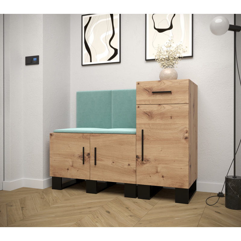 12 Pair Shoe Storage Cabinet, Brown/Mint
