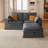 L-shaped Pet-Friendly Fabric Oversized Enveloping Feel Double-decker Loveseat Sofa With A Storage Ottoman-321006485