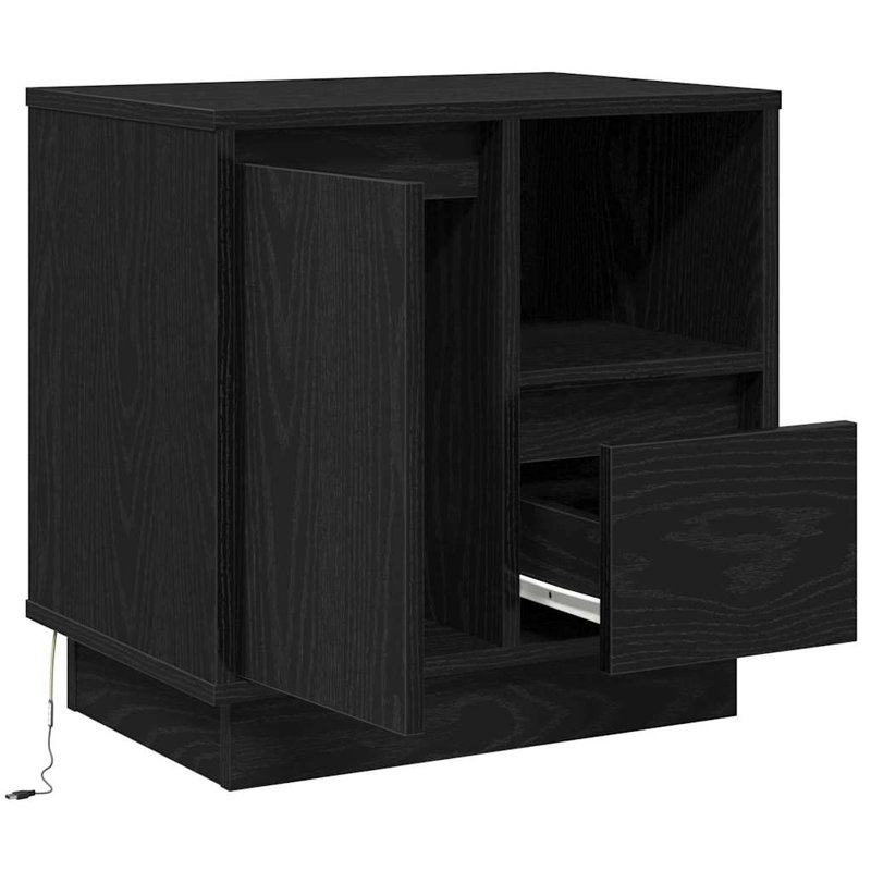 Bedside Cabinet 50 X 34.5 X 50 Cm Engineered Wood, Black