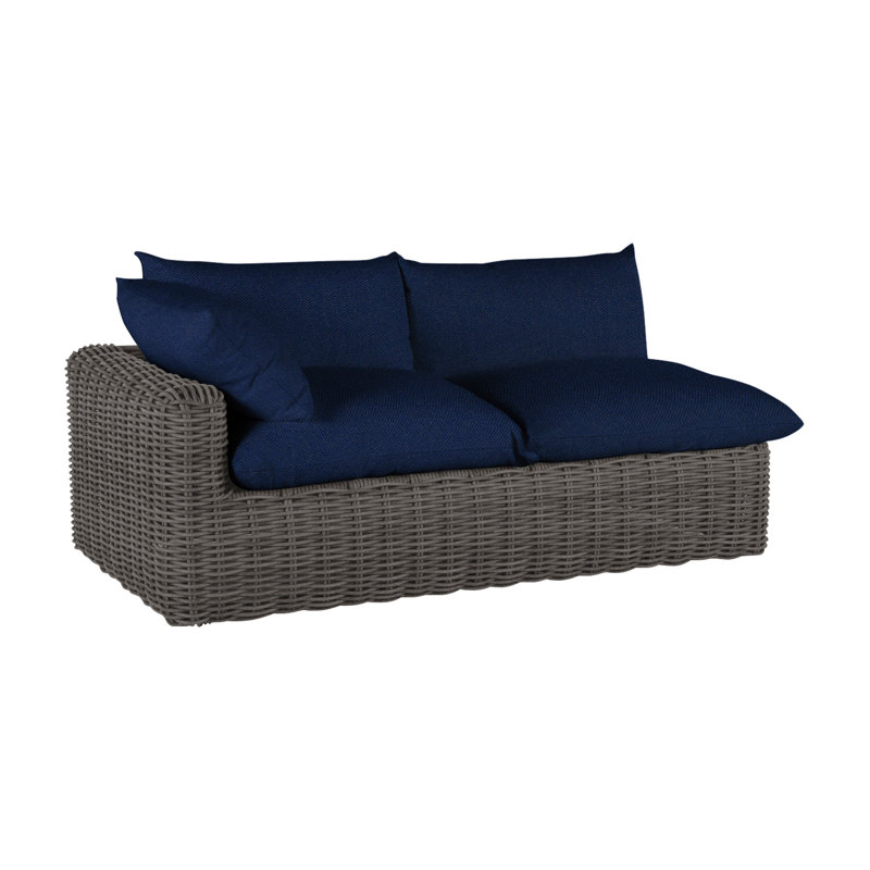 Causeuse Montecito tissée avec accoudoir à droite, gris S., No Welt, Velours indigo, Slate Grey