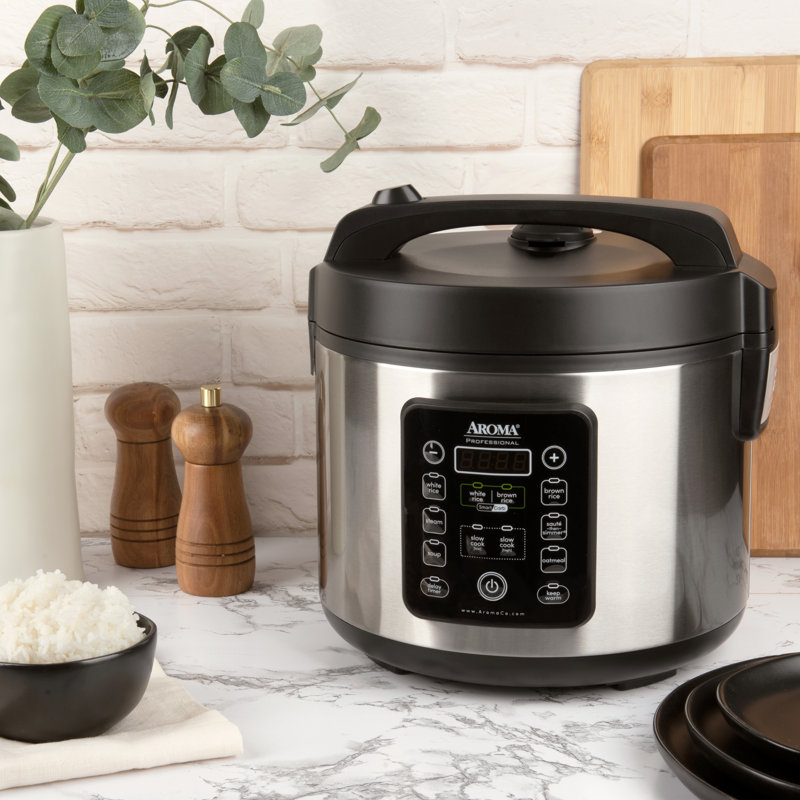Aroma SmartCarb® 10-Cup (Uncooked) / 20-Cup (Cooked) Cool Touch Rice Cooker, Stainless Steel, 5 Qt