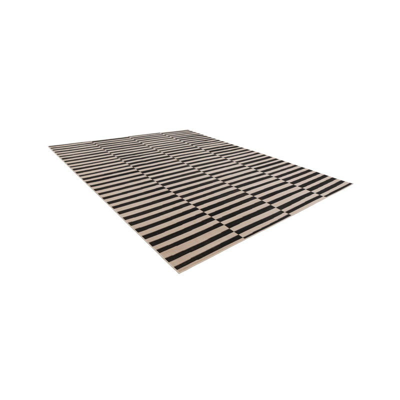 Tapis rayé ivoire / noir Arzilla, Black, Rectangle 12' x 16'1"