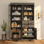 Armoire de rangement de garage autoportante 47,2 "avec huche, portes en verre, 4 tiroirs, tablettes de porte et plateaux coulissants-1268266765