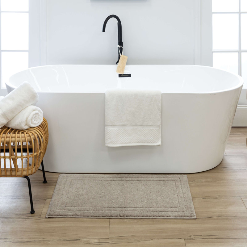 Diplomat Solid Polyester Machine Washable Knitted Bath Mat, Flint, 17" W x 24" L