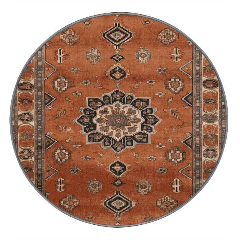 Tapis brun lavable à la machine, Rond 3 pi