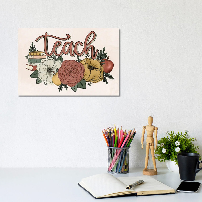 Teach Florals by Katie Bryant - Wrapped Canvas Gallery-Wrapped Canvas Giclée, 20.32 cm H x 30.48 cm W