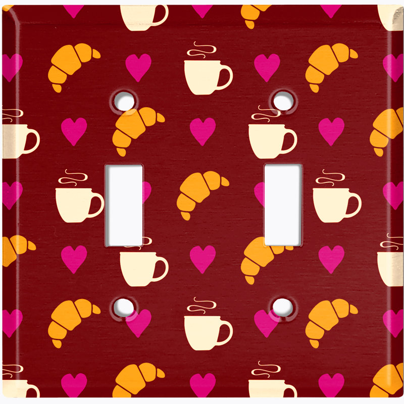 Plaque murale avec interrupteur à bascule marron à 2 crochets Coffee Cups