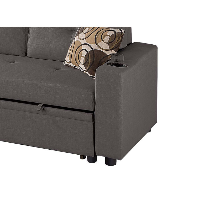 Canapé-lit modulaire avec méridienne et rangement Pero, Mélange de polyester noir
