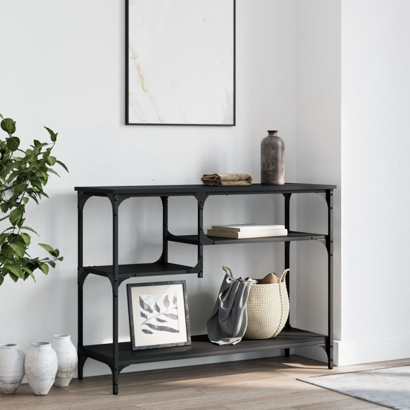 Console 17 étages avec tablettes en chêne fumé 39,4 po x 13,8 po x 29,5 po, Noir
