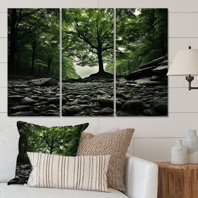 «Green Forest Mystical Shadows» sur toile, reproduction de 3 pièces