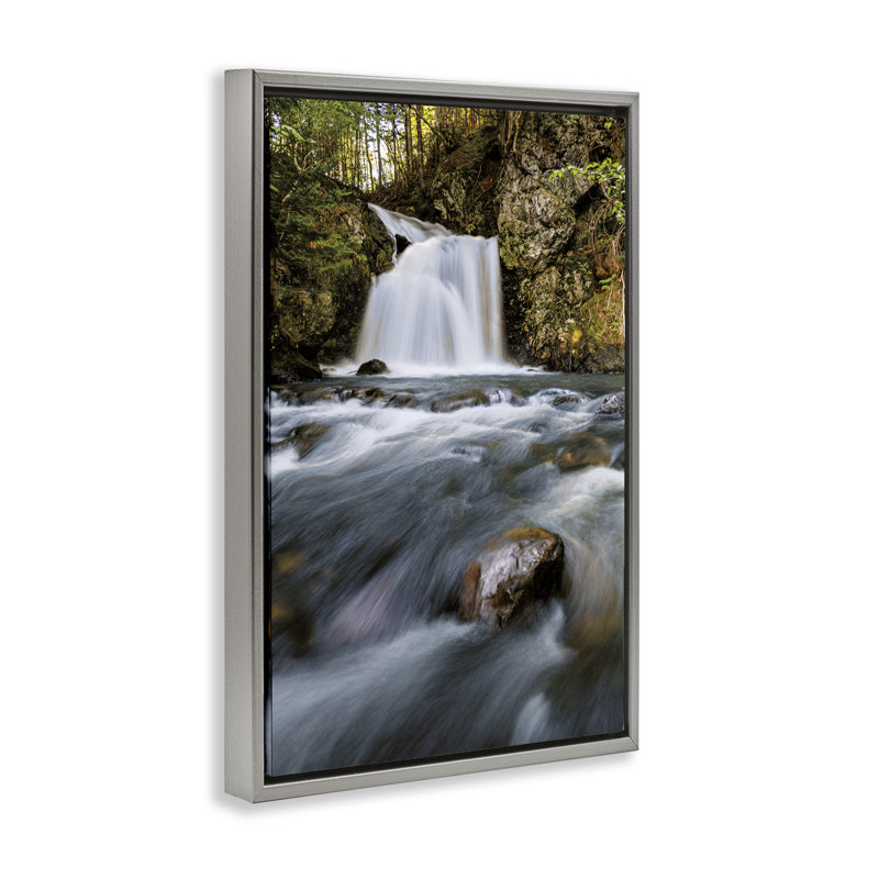 Fresh Fall Water Cascading Floating Frame, design by Sean Greenough, Lustre Grey Floater Frame, 25" H x 17" W