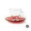 "PETRA" PACK OF 6 COLORLESS COFFEE CUPS W/RED SAUCERS 9 CL-2132863323