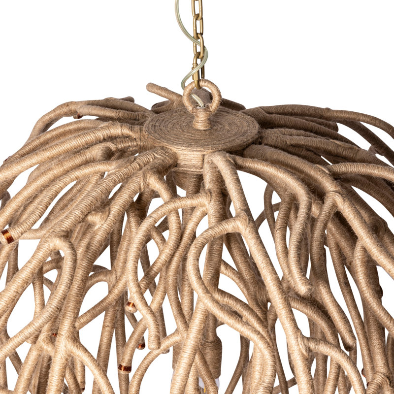 Jute Coral Chandelier - Ballito, 27.5" H x 27.5" W x 27.5" D, 3 Lights