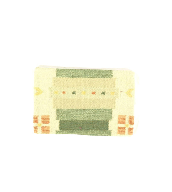 Oreiller rétro K44 noué à la main 16 po x 24 po, Olive / Beige