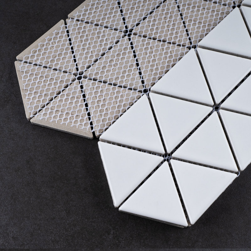 Carreau de mosaïque géométrique mat 9,69 po x 11,46 po Porcetile, Blanc