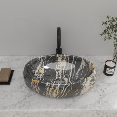 Fairmont Park Sarber 480mm L x 340mm W Black Ceramic Oval Sink