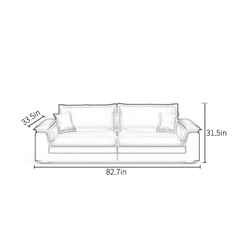 Canapé de bureau simple loisir, H 31,5 po x l 82,7 po x P 33,5 po, 3
