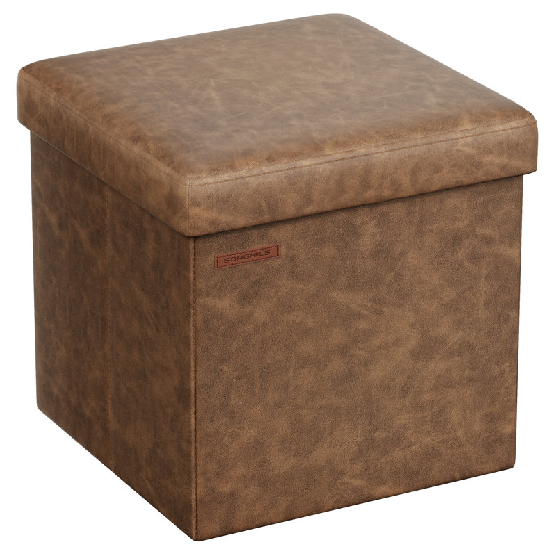 38cm Wide Faux Leather Square Solid Colour Cube Ottoman with Storage