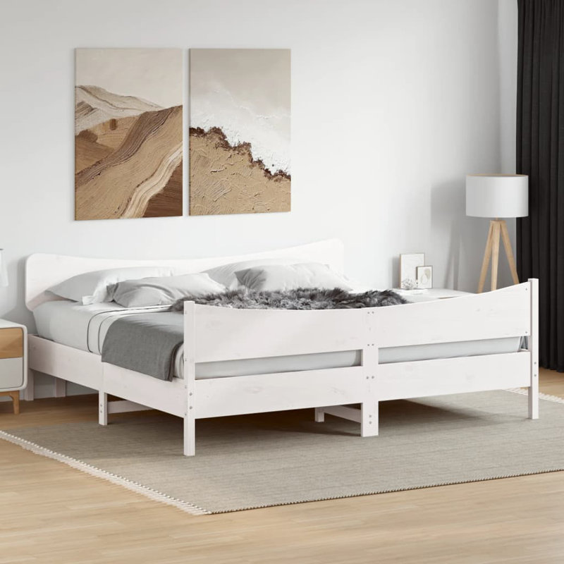 Rosalinde Solid Wood Bed, White, Super King (6')