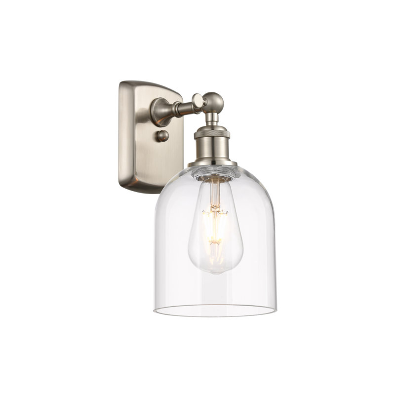 Anacaren Steel Armed Sconce, Satin Nickel, Clear