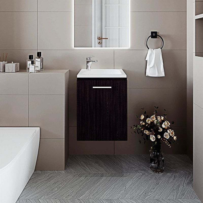 Bathroom Vanity With Integrated Sink, Dark Brown