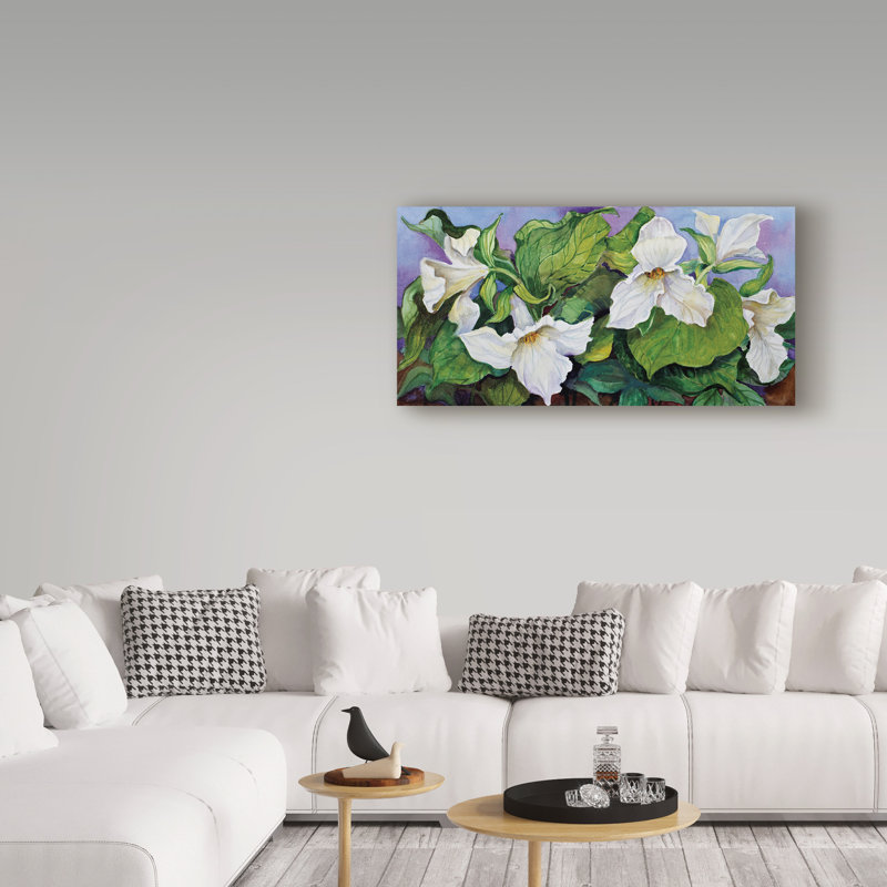 Deetra «Woodland Trillium», reproduction de peinture acrylique sur toile tendue, H 24 po x l 47 po x P 2 po