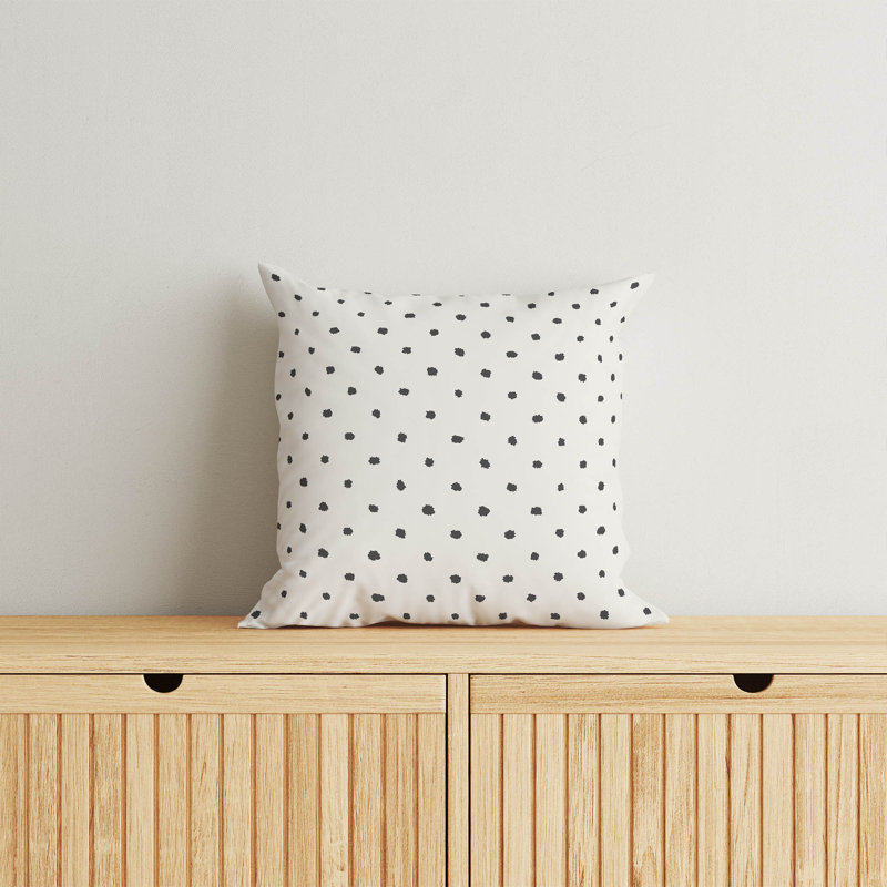 Coussin Leo, H 20 po x l 20 po, Ivoire / pois gris anthracite