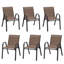 Chaises de salle à manger empilables de patio, ensemble moderne de Textilene en métal pour la cour
