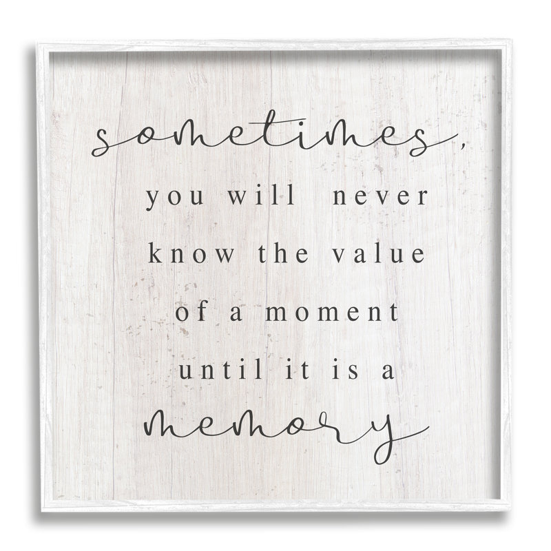 «Value of a Moment Inspirational On Wood» par Lil 'Rue, impression, H 12 po x l 12 po, Giclée encadrée blanc bord de mer