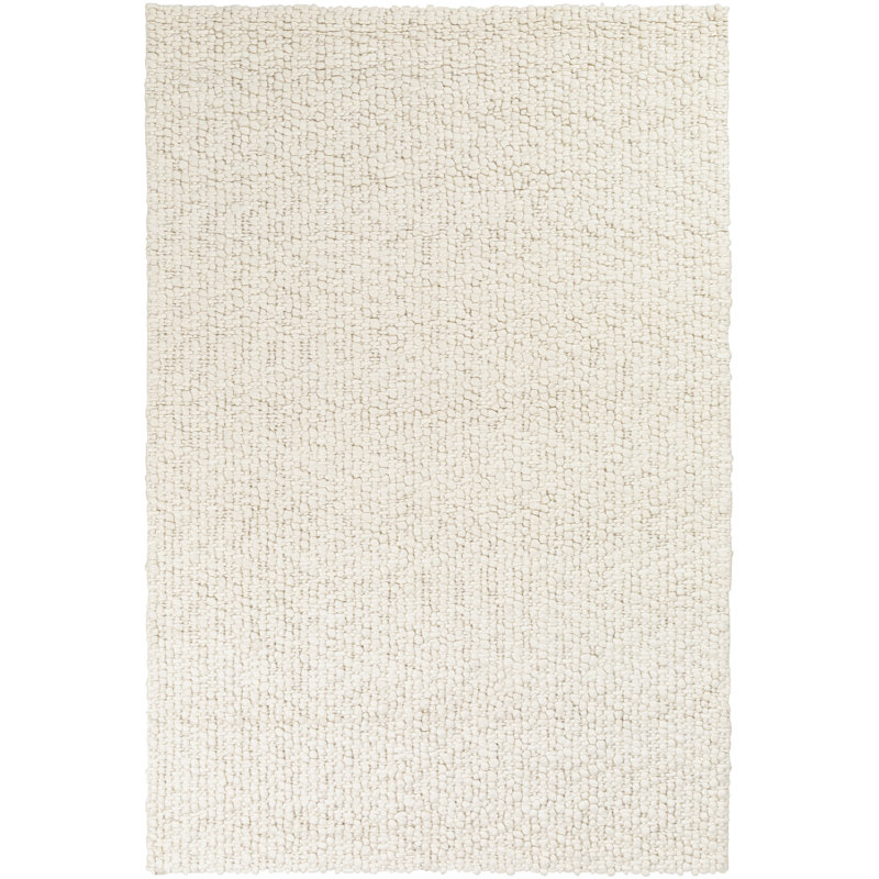 Tapis crème en laine tissé à la main Pigg, Rectangle 5 pi x 7 pi 6 po
