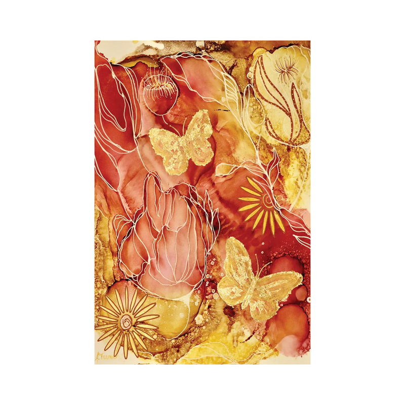 Golden Butterflies by Amy Tieman - No Frame Gallery-Wrapped Canvas Giclée on Canvas, Wrapped Canvas, 30.48cm H x 20.32cm W