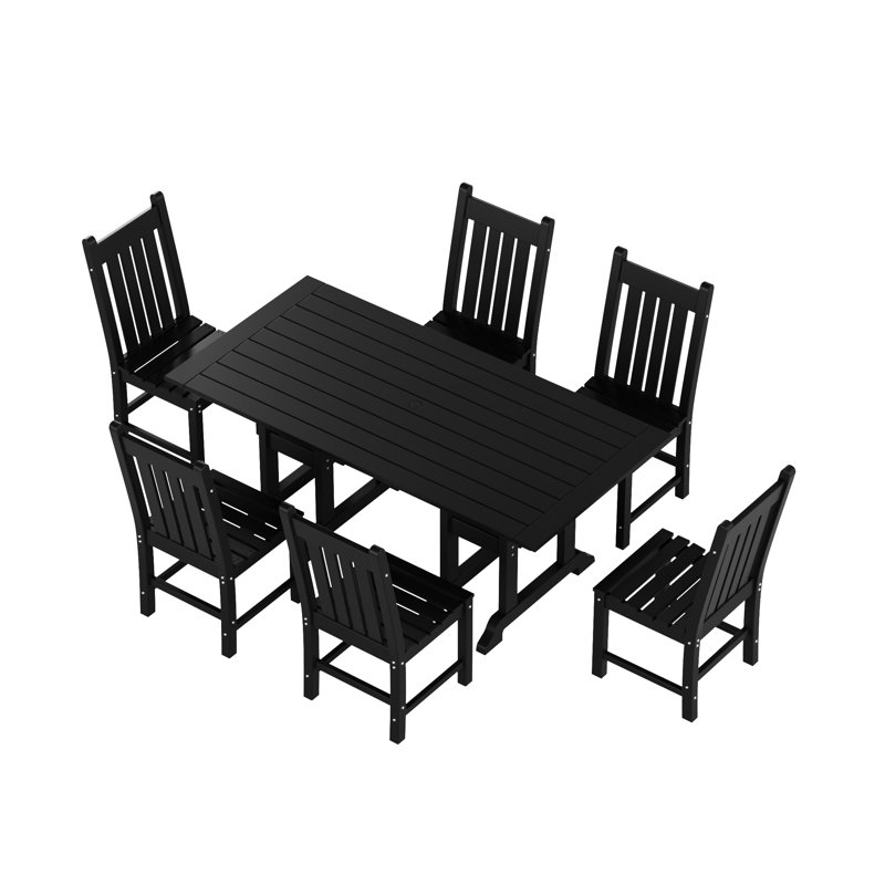 Laguna 6 - Person Patio Dining Set Umbrella Hole Included Rectangular Table, Black