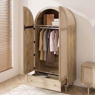Elegant Wood Look Wardrobe, Clothes Cabinet,  Ideal for Bedroom, Guest Room or Dressing Room