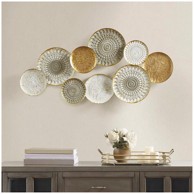 Multi-Colored Geometric Metal Discs Wall Decor