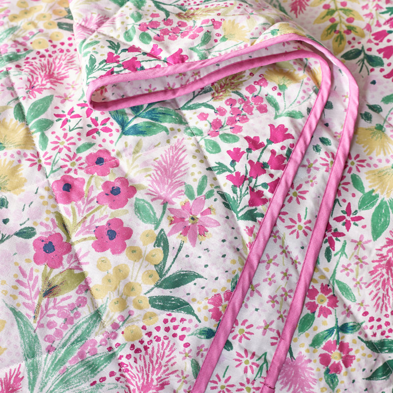 Tilly Floral Fully Reversible Bedspread, Pink