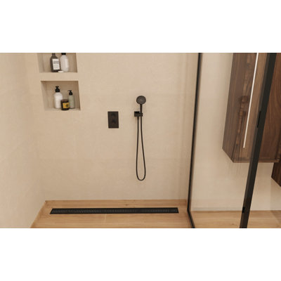 Drain de plancher de douche rectangulaire Dax 18 jauges noir mat 48 x 3 3/8