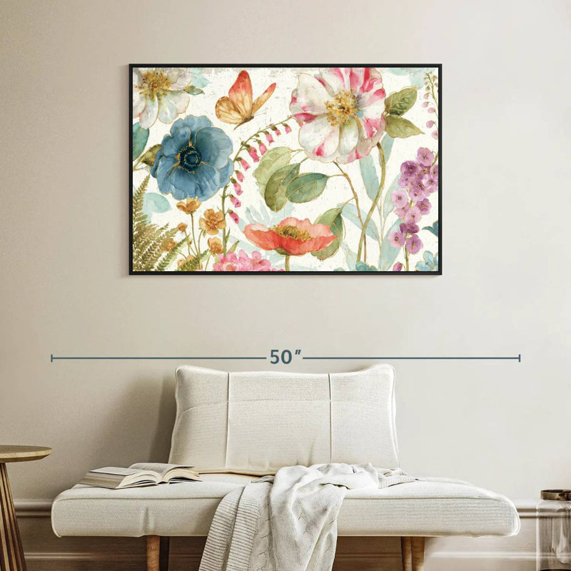 Rainbow Seeds Fleurs sur bois, Cadre flottant noir, 40 po x 27 po